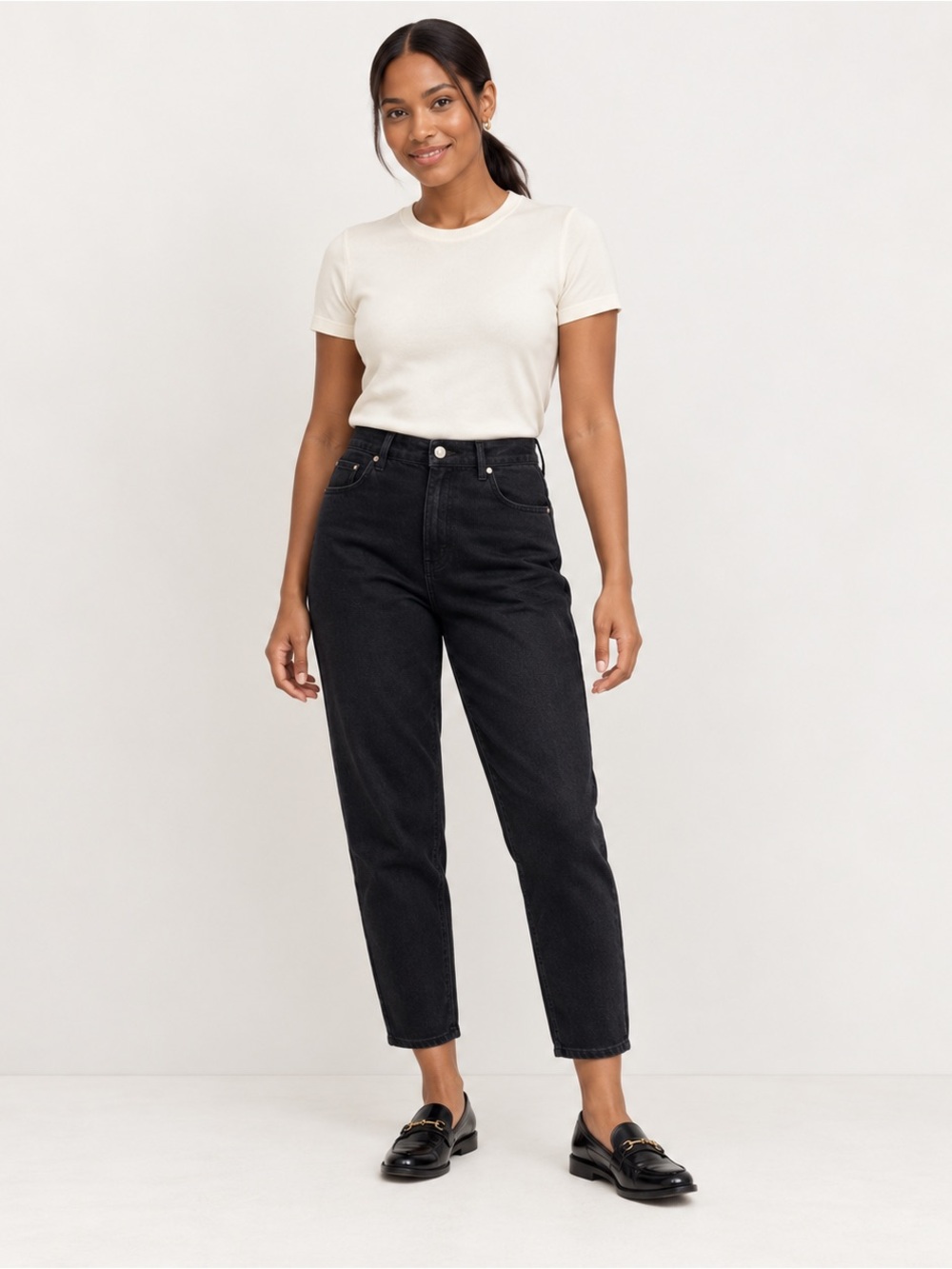 MNG Mango Regina Slouchy Jeans Size 8 Charcoal Black High Rise Denim